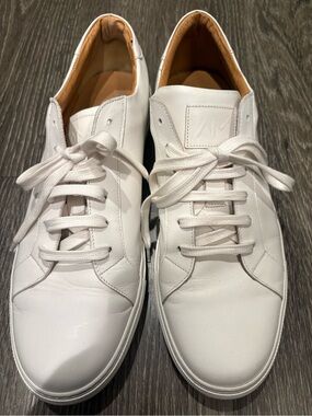 Men's White Leather Low-Top Sneakers